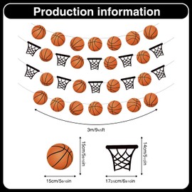 Basketball Party Banner, Basketball Birthday Hanging Decoration, 4 Long Basketball Birthday Party Decoration Without DIY Party Decoration for Boys Basketball Fans