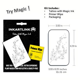 INKARTLINK Semi Permanent Tattoo, party tattoo, beautiful and realistic design, fun tattoo experience, cruelty-free, non-reflective, waterproof (Cherry blossoms)