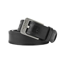 Police Mens Genuine Leather Belt Nickel Free Buckle Trimmable Stitching Belt with Box Black 46 115cm (TG 48-52), Black 46