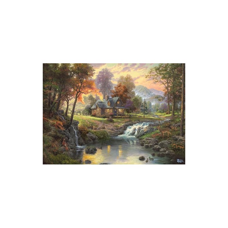 Schmidt Spiele 58445 - Thomas Kinkade, Holzhaus am Bach, 1.000