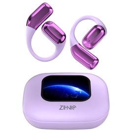 ZIHNIC S18 True Wireless Noise Canceling Headphones, Color LCD Touch Screen Earphones, IPX5 Waterproof, Rich Functions, Fast Charging, Compatible with Any Phone-Purple