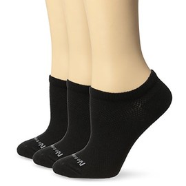 No Nonsense Women's Mesh No Show Liner Socks (One Size, Black, 3-Pack)