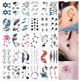 HappyHome 30pcs Fake Tattoo Stickers Body Stickers Waterproof Long Lasting Tattoo Stickers (Type C)