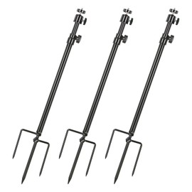 maswater 3 Pack Ground Stake Mount Stand, 360° Adjustable Universal Thread Connection 1/4''-20 (6 mm) Foldable Stainless Steel Bracket for Outdoor Security Cameras, Solar Panels & Fishing Lights