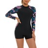 ABOCIW Womens Boyleg Long Sleeve Rashguard Swimsuit Floral Print Athletic