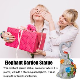 halp·ssfm Elephant Garden Statue Solar Lamp with 8 Led Lights Decor Outdoor Resin Waterproof Sculpture Patio Lawn Yard Porch Decorations Housewarming Gifts for Women Mom Grandma