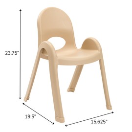 Children’s Factory Value Stack 13" Child Chair, Natural Tan, 2 Pack, Stackable Ergonomic Seating Solution for Classrooms and Homeschools