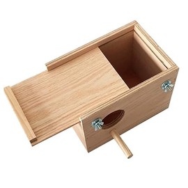 Nido para Periquitos Australianos y Similares de Madera Natural | Nido para Aves con Refuerzo de Alta Calidad | 100% Natural - No Tóxico y Seguro | Me