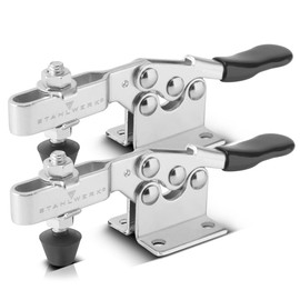 STAHLWERK Toggle Clamp TC-90 ST Set of 2 with 90 kg (198 lbs) Clamping Force, Heavy Duty Quick Release / Vertical Tensioner / Toggle Lever Tensioner Made of Stainless Steel