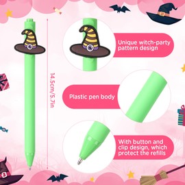 Neptniopllab 12 Pieces Witch-party Writing Gel Ink Pens, 0.5mm Medium Point Retractable Ballpoint Pens for School Office Home Supplies, Creative Novelty Pen for Back to School Birthday Gift (12)