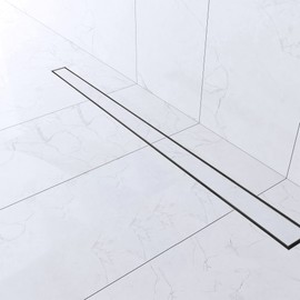 Hydroware Linear Shower Drain with Tile Insert Grate, Stainless Steel Rectangle Shower Floor Drain, Floor Shower Drain (48 Inches, Tile Insert Shower Drain)