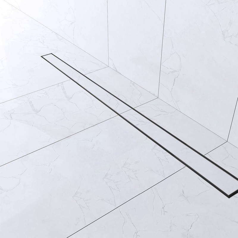 Hydroware Linear Shower Drain with Tile Insert Grate, Stainless Steel