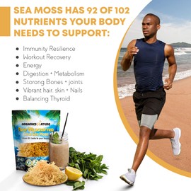 Organics Nature Raw Wildcrafted Sea Moss | Organic Wildcrafted & Non-GMO Certified | Dr Sebi Approved | Make 5 Jars of Sea Moss Gel | Immune Support, Energy &e Essential Minerals & Vitamins 4 oz