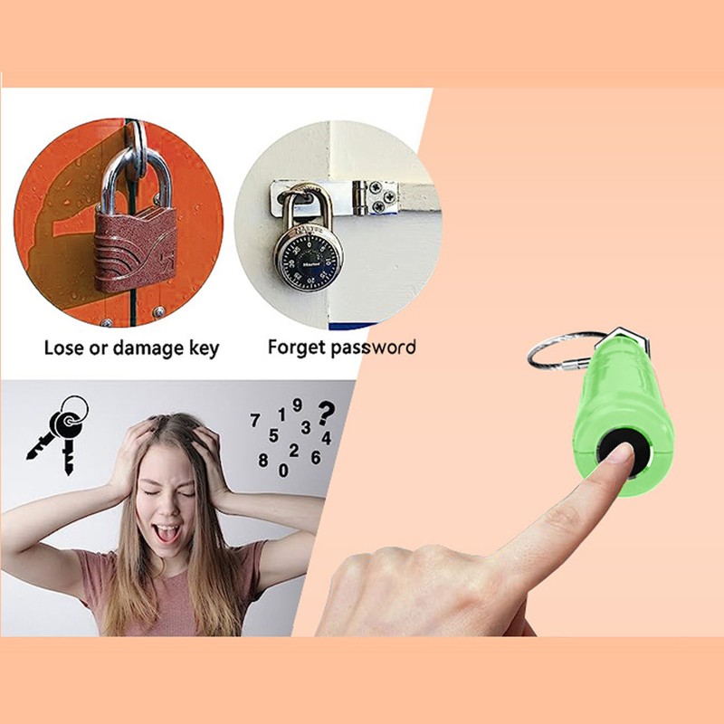 Fingerprint Padlock Water Resistant Anti Cut Keyless Mini Biometric Luggage