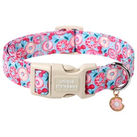 Unique Style Paws Summer Dog Collar,Hot Pink Doughnut Collars for Dog Cotton Pink Cherry Puppy Collar Suitable for Small,Medium,Large Boy Girl Dogs