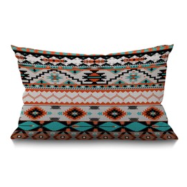 Aztec Cushion Cover 12x20 Inch Geometric Diamond Triangles Colorful Bohemian Pattern Tribal Stripes Rectangle Pillow Cases Home Decorative Cotton Linen Throw Pillow Cover for Bed Sofa 30 x 50 cm