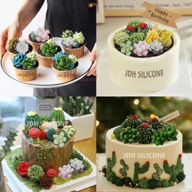 7 Pcs Succulent Fondant Molds 3D Succulent Candy Mold Succulent Plants Resin Molds Grow Plant Cupcake Cookie Baking Decorating Moulds for Summer Birthday Party DIY Candy
