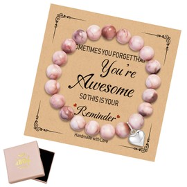 Zerobe Heart-shaped Pendant Natural Stone Bracelet for Women - Faith&Birthday Gifts for Teens Girl, Best Friends, Godmothers, and Secret Sisters (Sometimes)