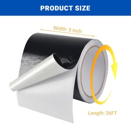 Awning Repair Tape 3IN x 26FT – Waterproof Heavy Duty Patch Kit for RV Awning, Tarp, Underbelly, Tent, Canvas, Boat Cover, Sail, Canopy, Fabric – UVproof, Heat-Resistant Outdoor Tear Repair Tape Black