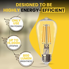 Halco 85145 - ST19CL8ANT/827/LED2 Edison Style Antique Filament LED Light Bulb