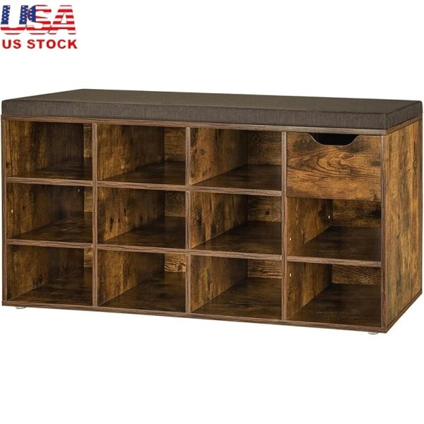 Unbranded Entryway Shoe Bench W/ Drawer & 11 Adjustable Cubbies