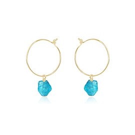 Apatite Raw Nugget Hoop Earrings in 14k Gold Fill