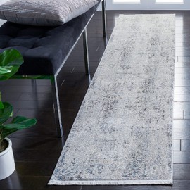 SAFAVIEH Dream Collection 2' x 8' Grey/Ivory DRM407F Vintage Oriental Distressed Premium Viscose Runner Rug