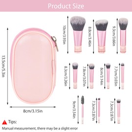VOSSOT 10-Piece Makeup Brush Set, Mini Make Up Brush Set with Storage Bag, Portable Makeup Brush Set, Cosmetic Brush Set, Professional Foundation Make Up Brush Set, Foundation Brush