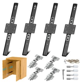 Sliding Hidden Door Track, Pocket Door Hardware, Smooth Gliding Pocket Door Slides with Hinges for Cabinet and Recessed Doors (18in, Set, 2)