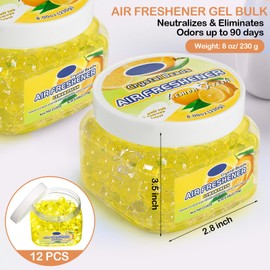 Dansib 12 Pcs Air Freshener Bulk Odor Gel Eliminator Beads 8 oz Long Lasting Air Freshener Beads Eliminates Odors in Home Bathrooms, Cars, Boats, Rvs and Pet Areas(Lemon)