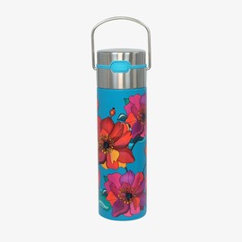 Eigenart Leeza Poppy Turquois 11017 Double-Walled Thermal Drinking Bottle Stainless Steel with Sports Cap and Strainer BPA Free 500 ml