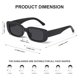 JASPIN Rectangle Sunglasses for Women Men Trendy Y2k Retro 90s Sun Glasses UV Protection Cool Square Frame