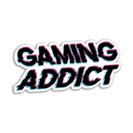 2 x 10cm Wide Gaming Addict Vinyl Stickers - Gamer Game Pixel Glitch Men Boys Girls Addiction Love Fan Decal Luggage Laptop Gift Sticker #80110