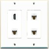 Wallplate City DecorZ - [ 2 GANG ] Decorative HD 3 CAT6 White Wall Plate White