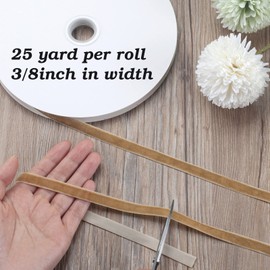 Khaki Velvet Ribbon 3/8 Inch, 25Yd, Single Face Vintage Thin Velvet Ribbon Spool for Gift Wrapping, Choker Necklace, Valentine's Day, Party Decorations, Christmas Tree, DIY Craft, Hair Accessories