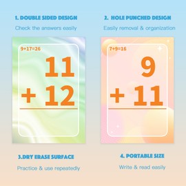 Alened Addition and Subtraction Flash Cards, Math Facts Flashcards 1-20, Math Manipulatives Games for Kindergarten, 1st, 2nd, 3rd, 4th, 5th, 6th Grade Kids Ages 4-12