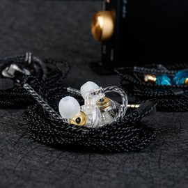 Kinboofi CCZ C01 2M High-Purity OFC IEM Cable,ZS10 Pro 2M Long in Ear Monitor IEM Earphone Cable,4N OFC Braided Twisted HiFi Audiophile Upgrade Earphones Wire for ZS10 PRO X(No Mic, Dark, QDC)