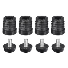 uxcell 4Pcs Inserts for Round Tubes with Leveling Feet, for 19mm/0.75" OD Round Tube, M6 Thread Black Plastic Furniture Chair Leg Plug Blanking End Caps Insert Plugs