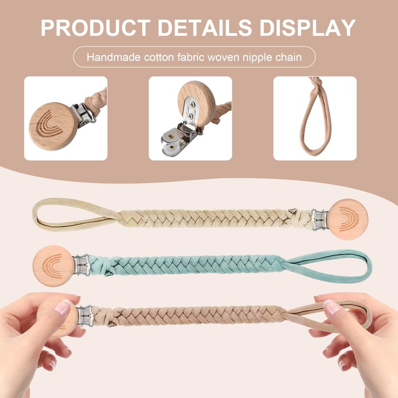 Pack of 5 Baby Dummy Chains, Wooden Dummy Chains, Dummy