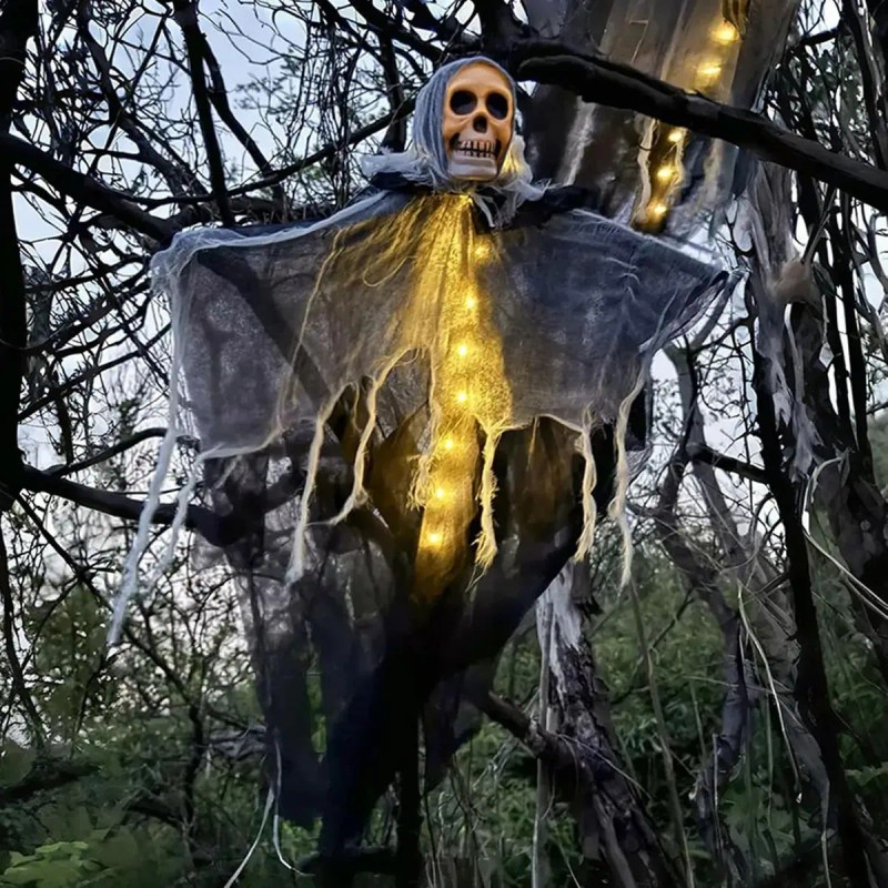 RICUVED - 2pcs Esqueletos Fantasma Colgante Halloween Decoración Y Luz