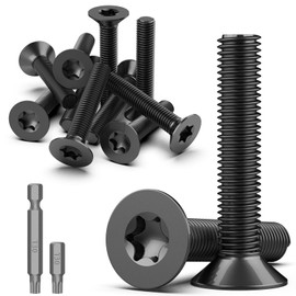 TXXATX M6 x 35 mm Flat Head Screws Torx Pack of 30 Countersunk Screws Stainless Steel A2 V2A Screws Black Machine Screws Full Thread Furniture Screws Countersunk Screws with T40 Torx Bit for Machines