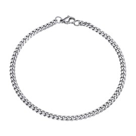 FOCALOOK Women's and Men's Bracelet 3.5 mm/6 mm/9 mm/12 mm Solid Curb Chain Bracelet Stainless Steel/18 Carat Gold-Plated Cuban Link Bracelet Gold/Silver/Black Bracelet Accessory Gift Idea, Metal