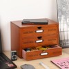PACKGILO Wooden Storage Box Rustic Desktop Organizer with 3 Drawers