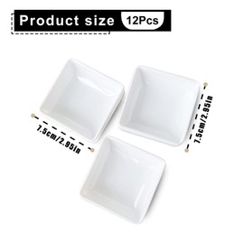 Molbory Mini Dip Bowls, Pack of 12 Dip Bowls, Sauce Bowls, Snack Bowls, Dessert Bowls, Tapas Bowls, Rectangular Dip Bowl for Dessert Sauce, Vinegar (White)