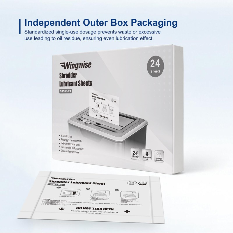 Wingwise 24-Pack Shredder Lubricant Sheets, 8.5 x 6 Inches, Sharpens