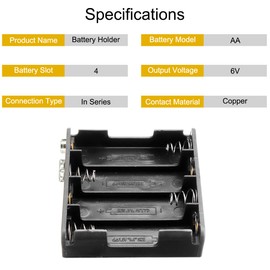 DKARDU 8 PCS 4 AA Battery Holder 6V Battery Case Box with Snap Connector 2-Pin Converter Wire I-Type, 4 Slots Battery Holder for LED Light Strip RC Car Safe, Plastic Battery Box