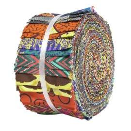 Soimoi 40Pcs African Floral Print Precut Fabrics Strips Roll Up 2.5x42inches Cotton Jelly Rolls for Quilting