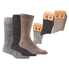 Leo Design 2Pair Natural Alpaca Wool & Lambs Wool Socks for Men & Women, Premium Quality, Breathable, Thin Blend, Thermal Warm, Winter (9.5-12.5, Grey)