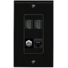Wallplate City 1 Port CAT6 COAX 2 HD Wall Plate-1 Gang Black/Black