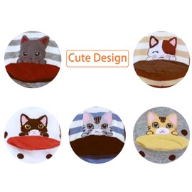 tiorhooe 5 Pairs Womens Socks Funny Cute Animal Ladies Socks Cat Dog Socks Cotton Socks One Size